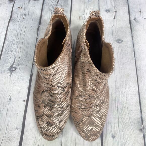 BareTraps Snakeskin Ankle Booties Western Boho Block Heel Women Size 7.5 W - Picture 9 of 14